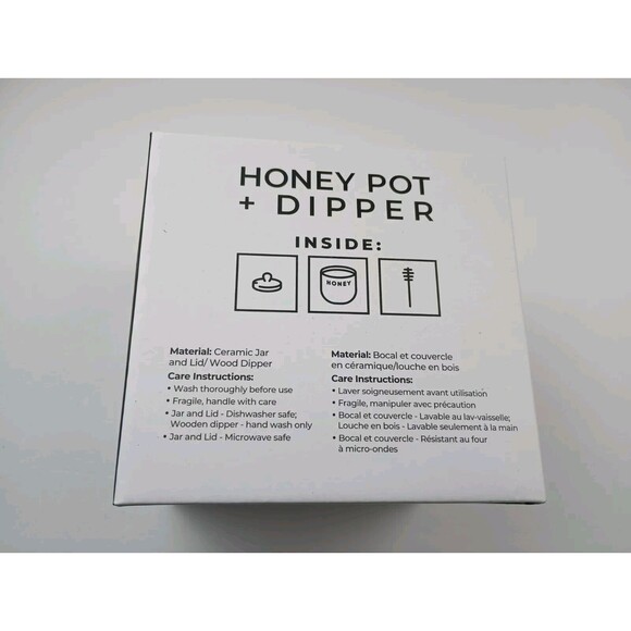 Bushwick Kitchen Honey Pot with Dipper | Ceramic Jar with Lid | 14 oz - Picture 3 of 3